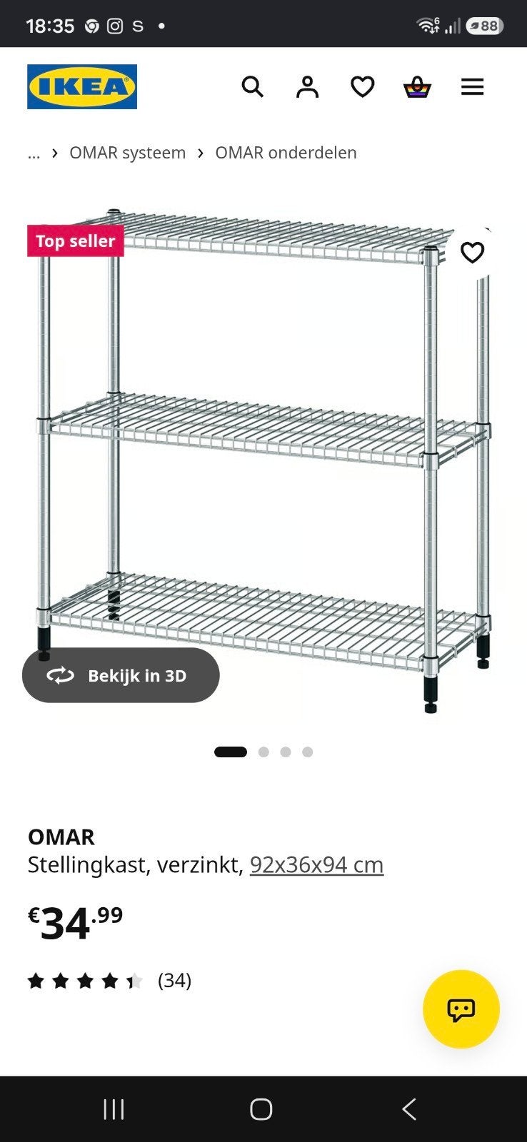 OMAR open kastelement - 92x36x181 cm, Huis en Inrichting, Ophalen, Zo goed als nieuw