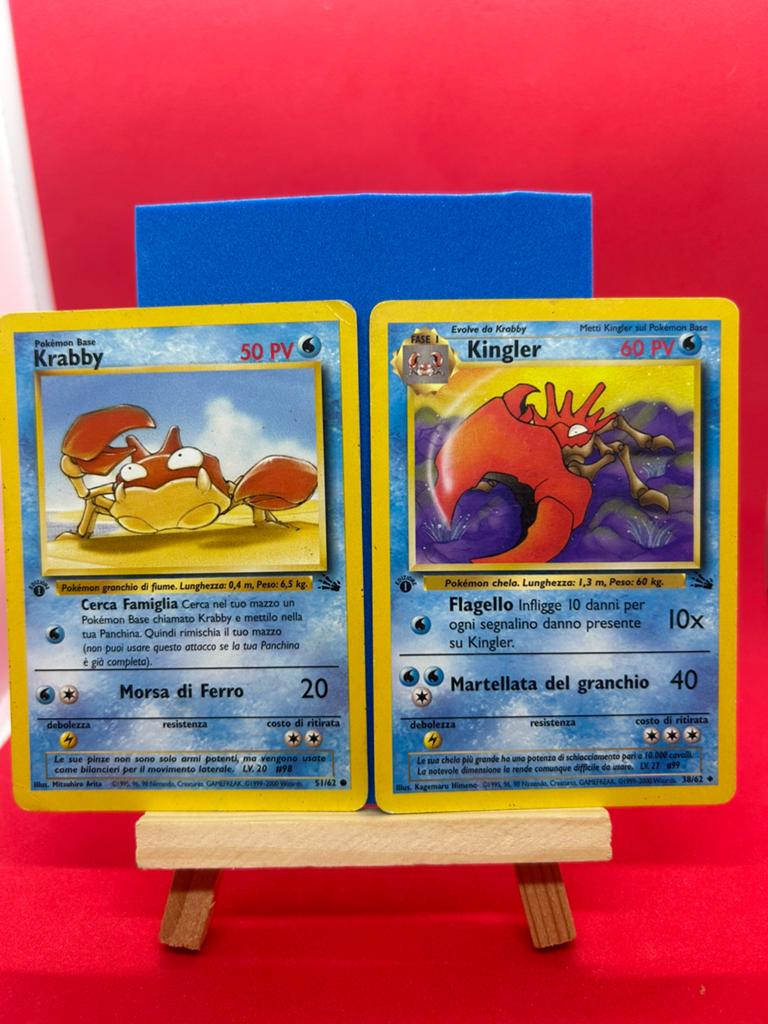 Krabby 50/62 & Kingler 38/62 Fossil 1st Edition Italian, Ophalen of Verzenden, Zo goed als nieuw, Meerdere kaarten