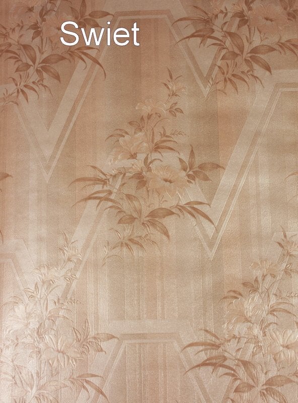 7596 Jaren 90 vintage bloemen behang behangpapier swiet, Verzenden, Beige