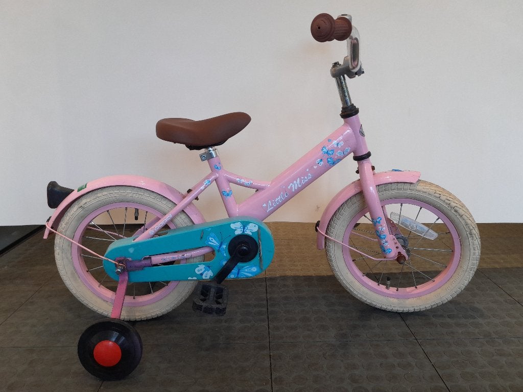 14 inch Popal Litle Miss met terugtraprem en zijwielen., Ophalen, Terugtraprem, Gebruikt, 14 inch of minder