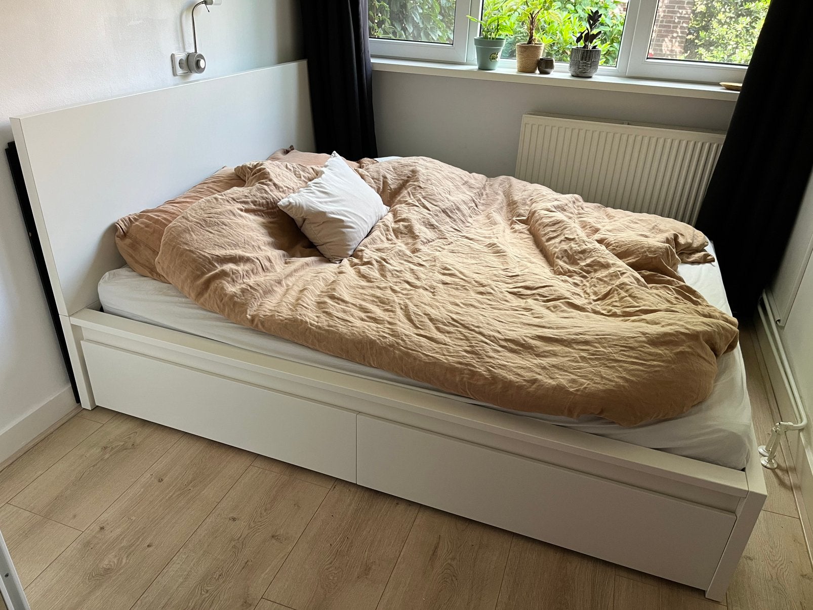 Malm ikea bed wit 160x200, Ophalen, Gebruikt, Wit, Tweepersoons