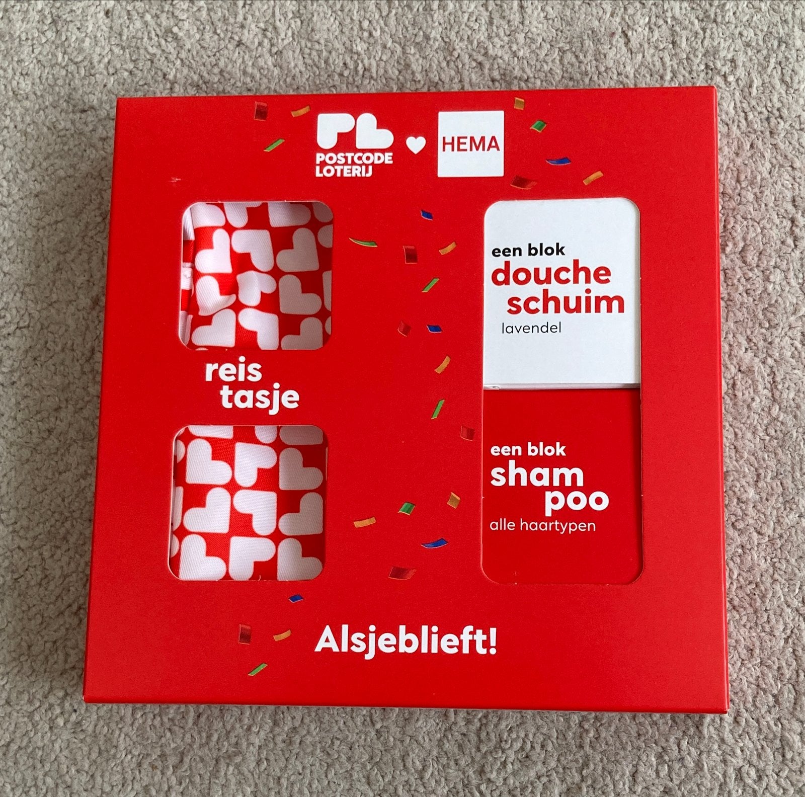 Hema Postcode Loterij Reisset: Shampoo, Doucheschuim & Tasje, Ophalen of Verzenden, Nieuw, Bad & Douche
