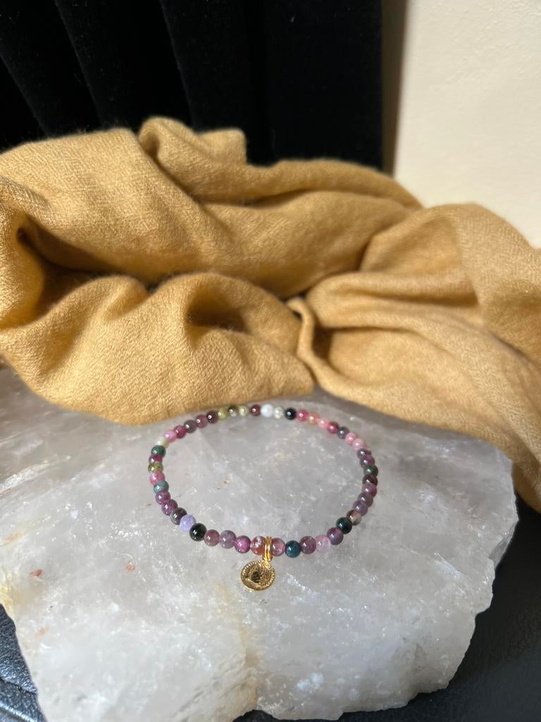 Toermalijn multi color amulet zilver beschermt geluk magie, Met bedels of kralen, Nieuw, Ophalen of Verzenden, Roze
