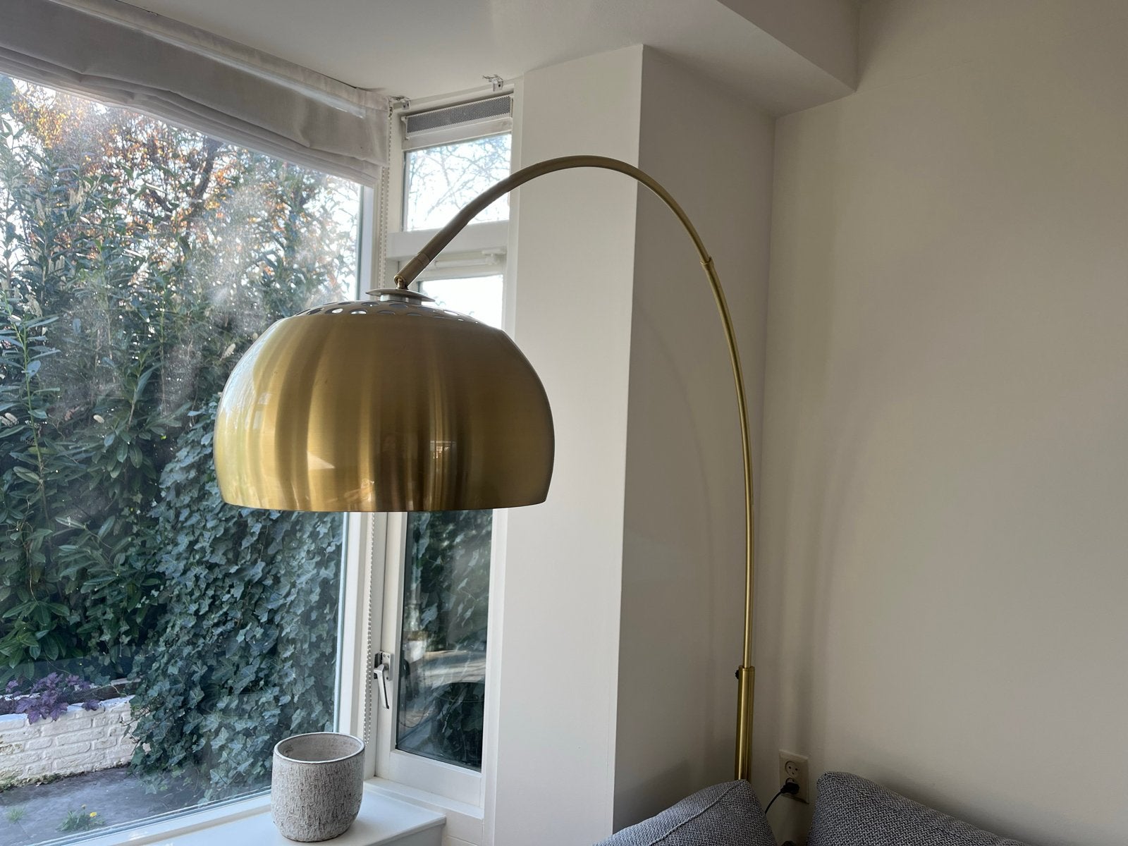 Messing gouden booglamp van het merk Zuiver, Huis en Inrichting, Ophalen, Gebruikt, 200 cm of meer, Metaal