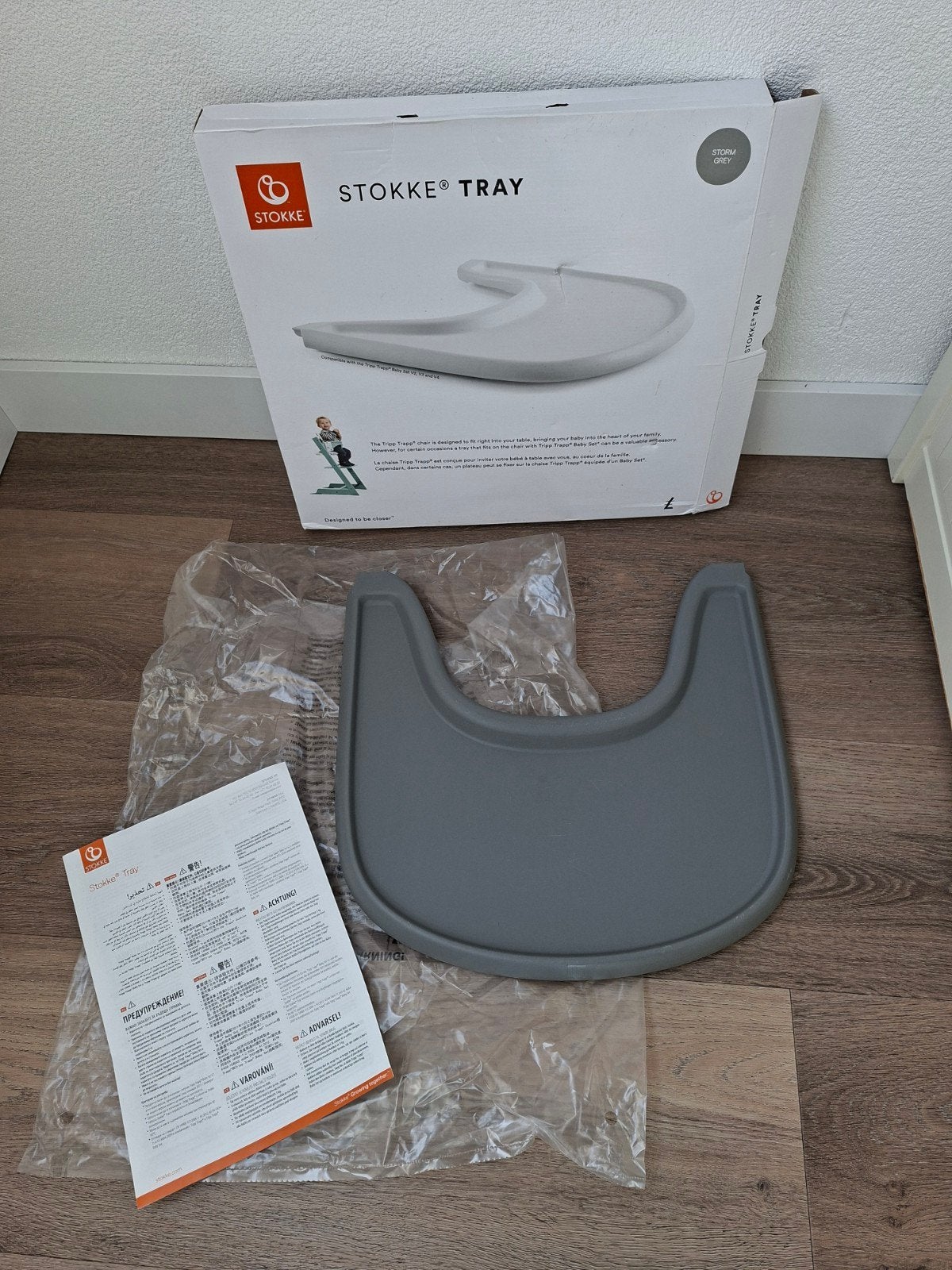 playtray stokke grijs, Ophalen, Zo goed als nieuw, Meegroeistoel