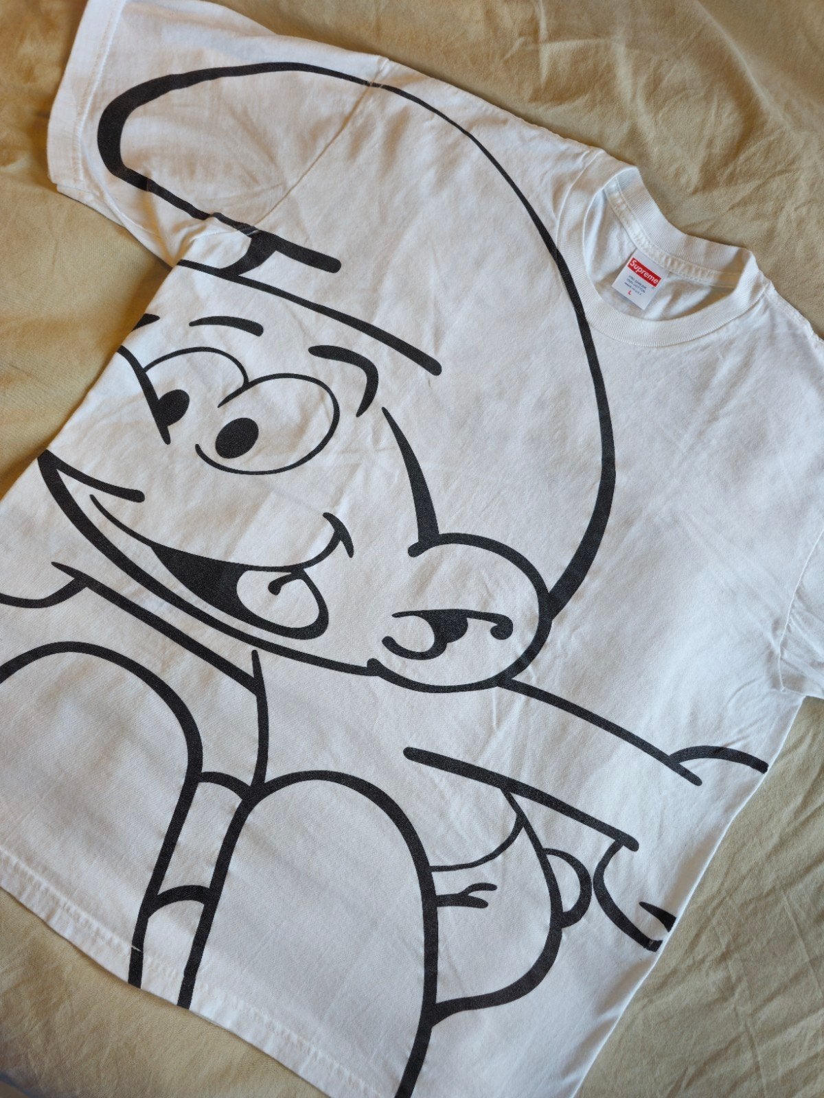 Supreme x Smurfen T-Shirt Large ongedragen, Ophalen of Verzenden, Nieuw, Maat 52/54 (L), Supreme