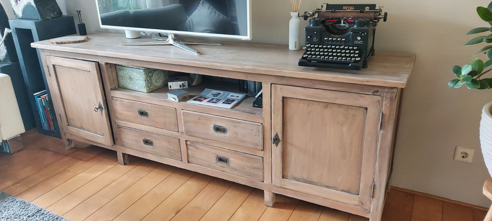 Houten Dressoir met Lades en Deuren - 230x47x80 cm, Ophalen, Gebruikt, 200 cm of meer, Minder dan 100 cm