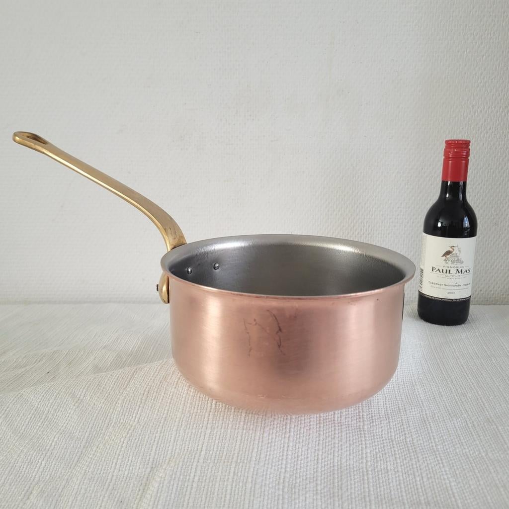 Eenhoorn wegro Dikwandige koperen horeca pan sauspan, Ophalen of Verzenden, Gebruikt, Rvs, Koekenpan of Braadpan