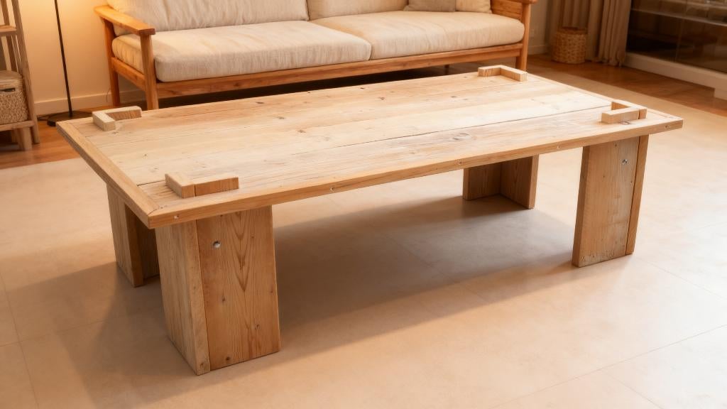unieke zelfbouw salontafel, Ophalen, Gebruikt, Rustiek - origineel, 50 tot 100 cm