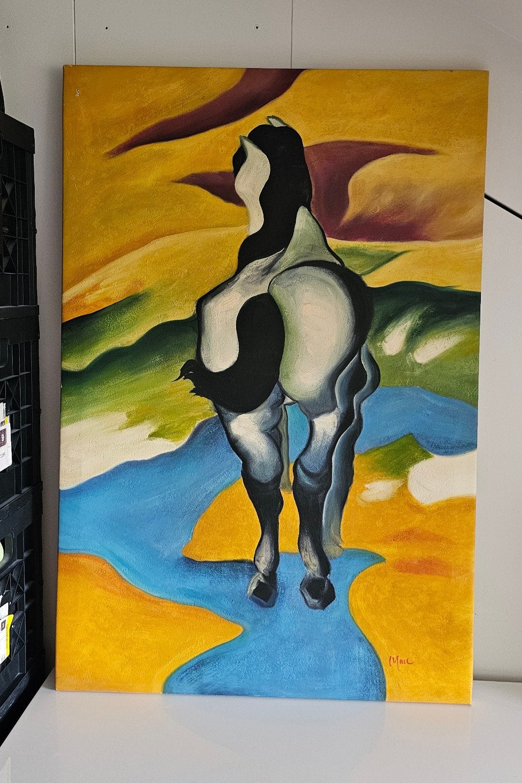 Reproductie Franz Marc - Olieverf op doek (90x60 cm), Doek, Expressionistisch, Dieren, Ophalen of Verzenden