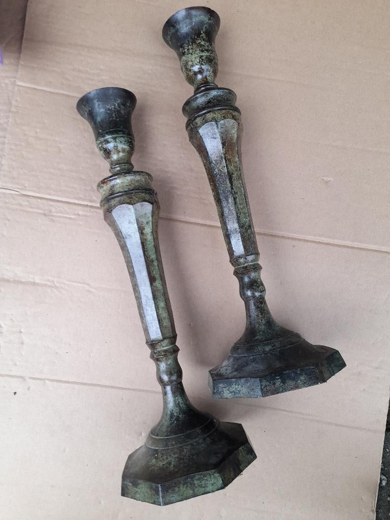 Retro Brons, metalen kandelaars, Ophalen, Koper of Brons