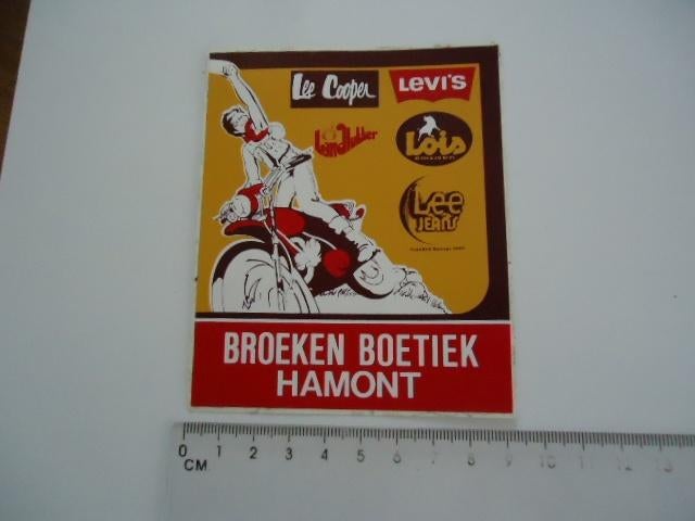 sticker oud Hamont Levis Lois jeans winkel boetiek motor, Verzenden, Zo goed als nieuw, Bedrijf of Vereniging