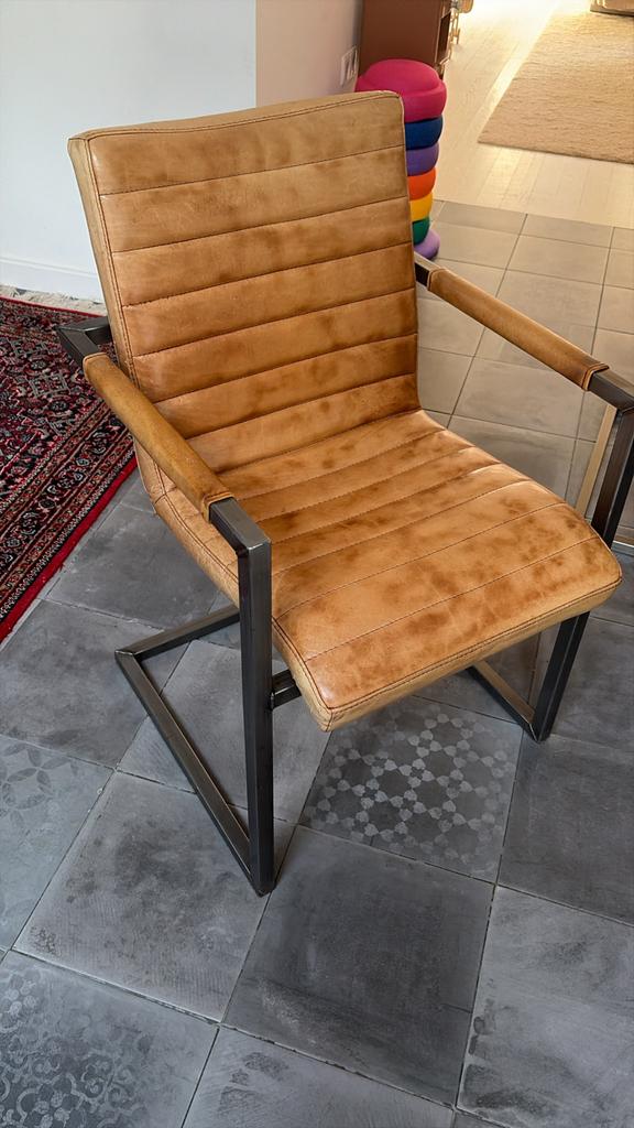 Set van 4 leren stoelen met gebruikssporen, Ophalen, Gebruikt, Bruin, Leer