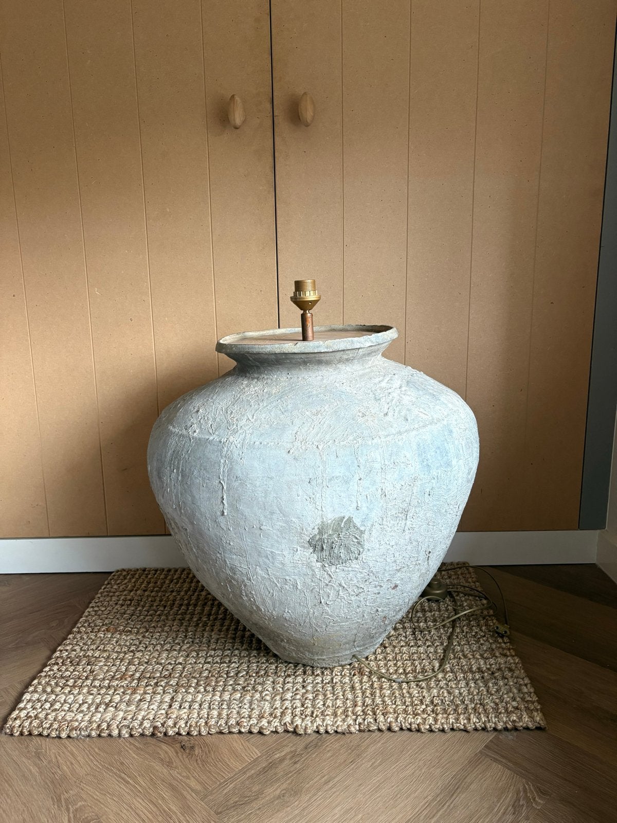 Grote aardewerken kruiklamp, Ophalen, Gebruikt, Overige materialen, 100 tot 150 cm