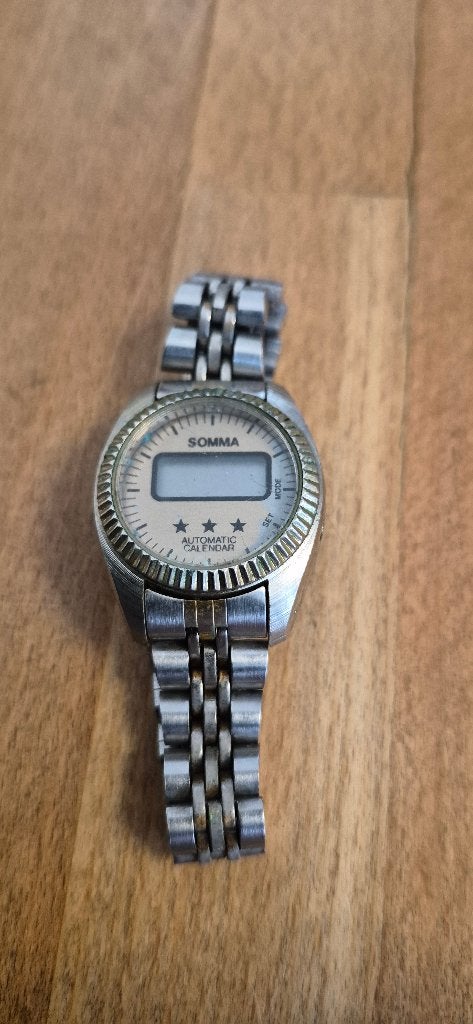 Vintage Somma Polshorloge met Automatische Kalender, Overige merken, Staal, Met bandje, Polshorloge