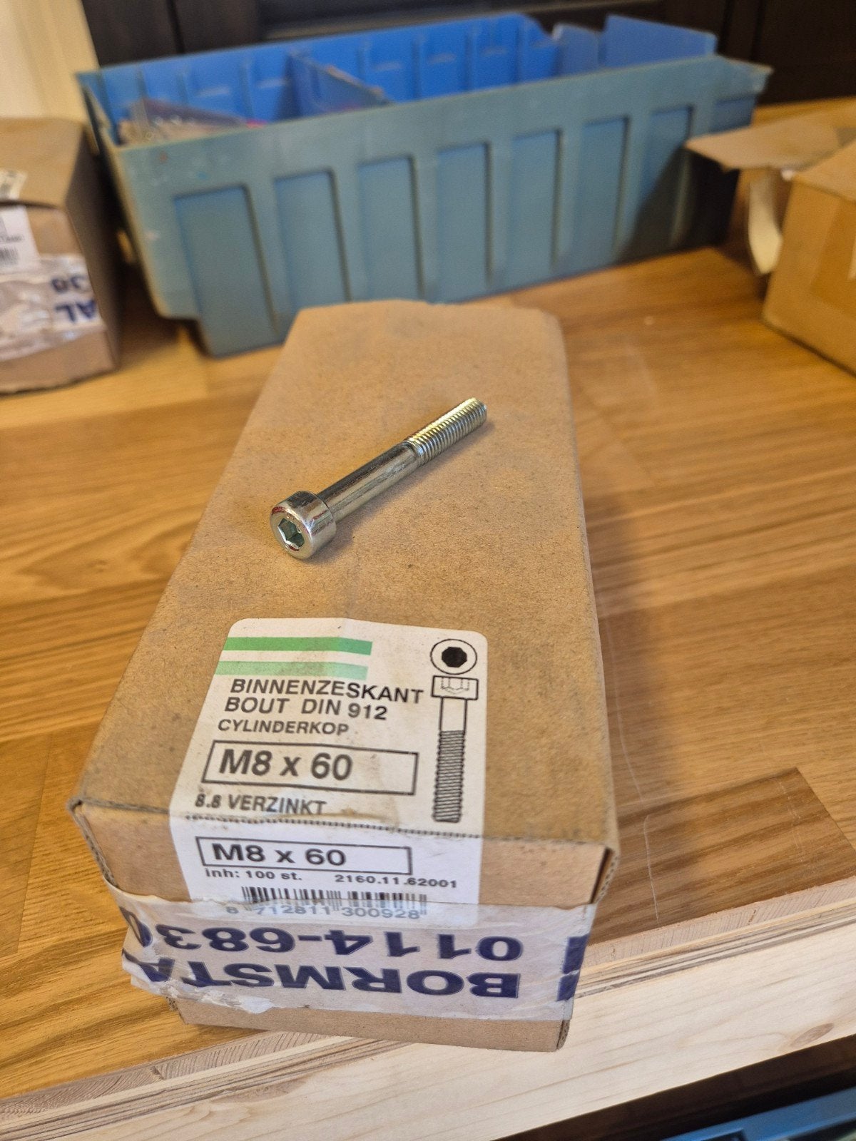 Inbusbout M8 x 60 mm - Verzinkt - DIN 912 Cilinderkop, Ophalen of Verzenden, Nieuw, 50 tot 100 mm, Bouten of Moeren