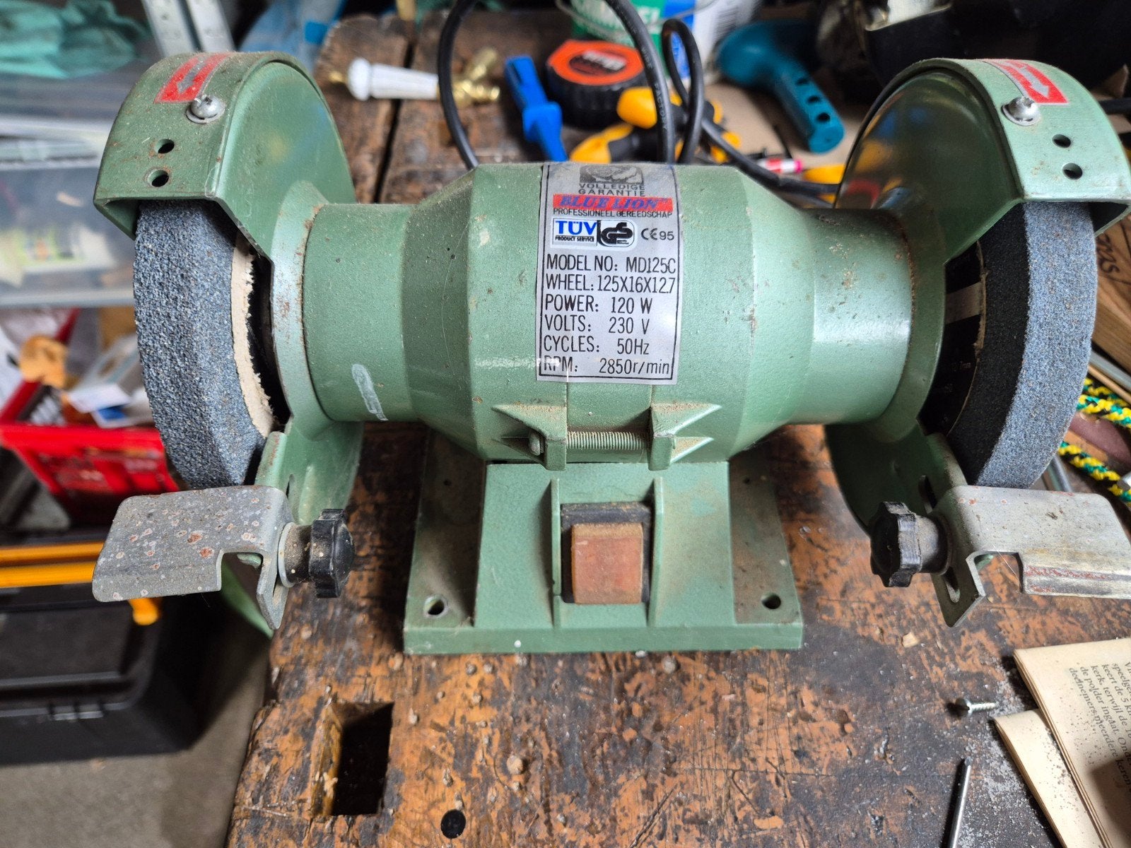 Blue Lion MD125C Werksbank Slijpmachine 120W, Ophalen of Verzenden, Gebruikt, Minder dan 700 watt, Werkbankslijpmachine