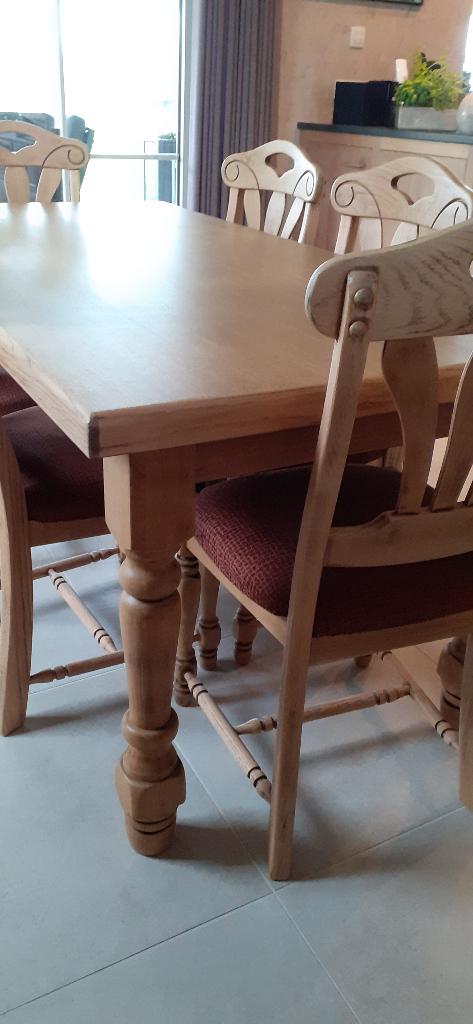 Eettafel eik met 6 bijpassende stoelen, Huis en Inrichting, Tafels | Eettafels, Ophalen, Gebruikt, Klassiek, Eikenhout