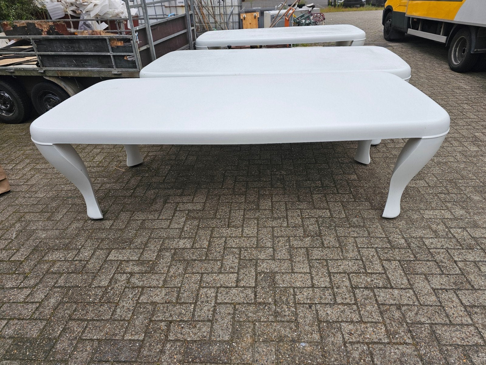 Polyester Tuintafel - Zeer Sterk - Nieuwstaat - 250x125x78, Tuin en Terras, Tuintafels, Overige materialen, Ophalen of Verzenden