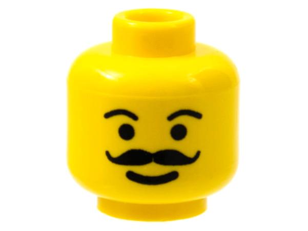 Lego Minifigure Head Moustache Curly and Full, Plain Eyebrow, Ophalen of Verzenden, Gebruikt, Losse stenen, Lego