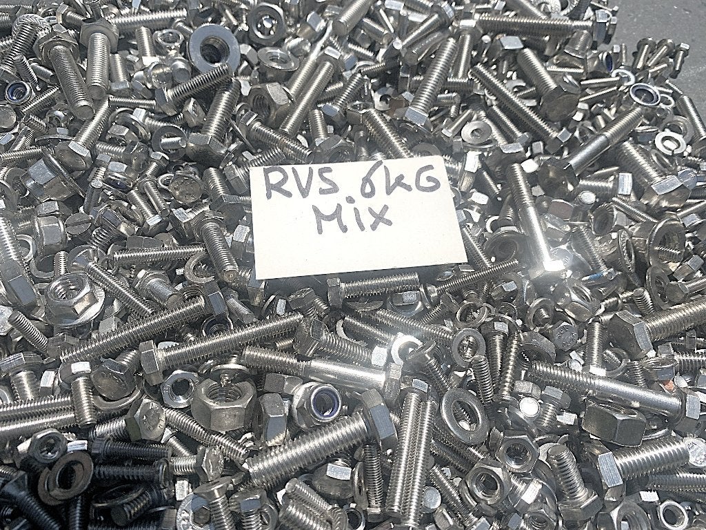 Rvs bouten moeren ringen mix. 6 kilo nieuwe mix, Ophalen of Verzenden, Nieuw, 150 tot 250 ampère, Elektroden