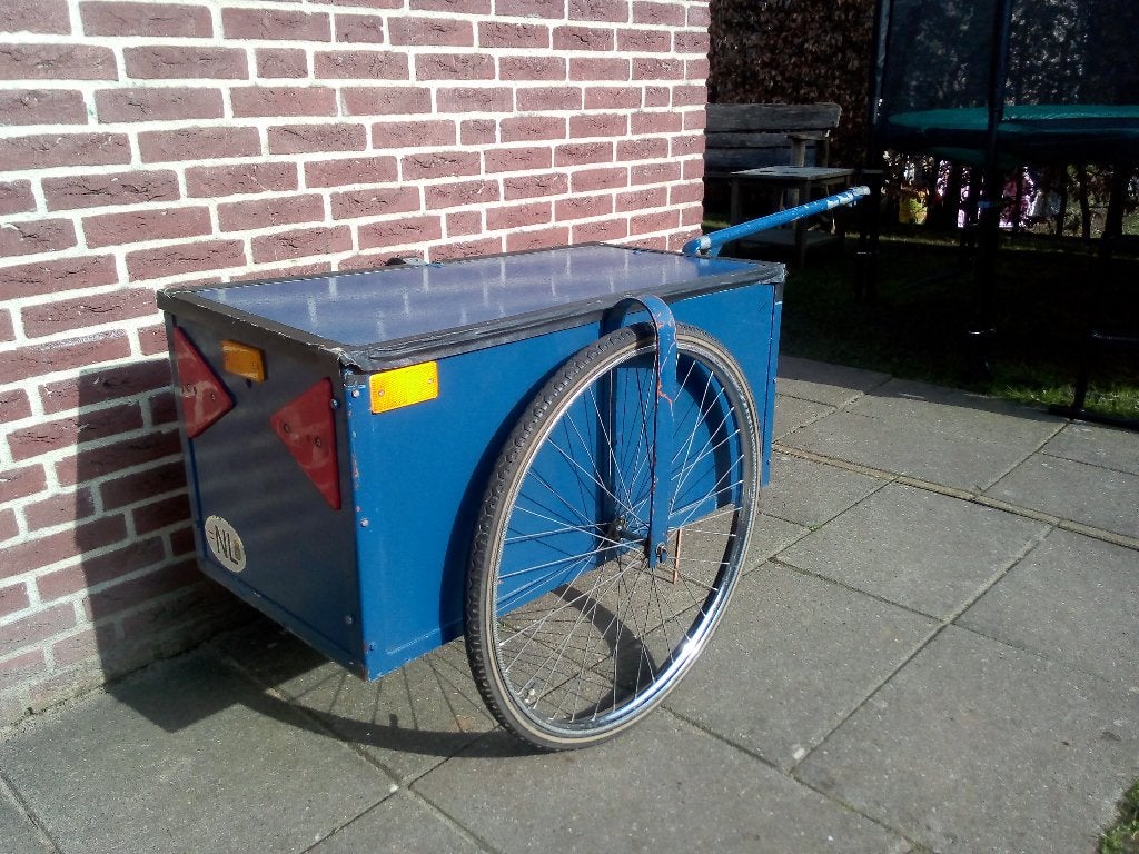 Grote robuuste fietskar hout met metalen frame, Ophalen, Gebruikt, Kinderkar, 40 tot 60 kg