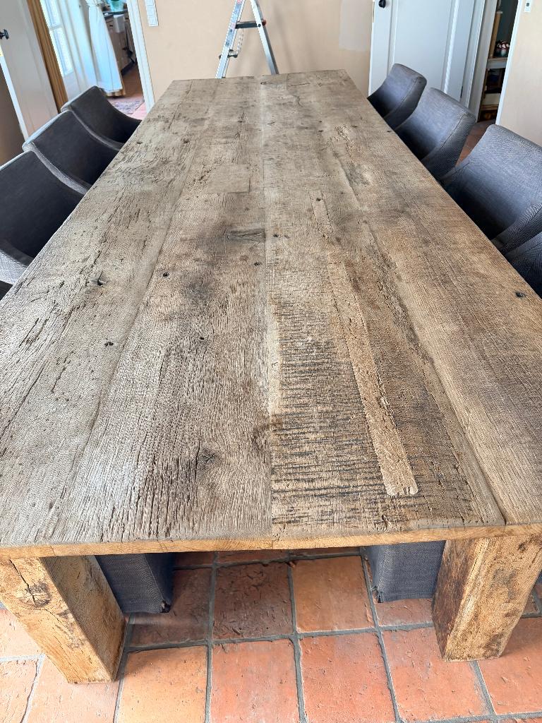 Eiken Tafel met 8 stoelen, Huis en Inrichting, Tafels | Eettafels, Ophalen, Gebruikt, 100 tot 150 cm, Rustiek