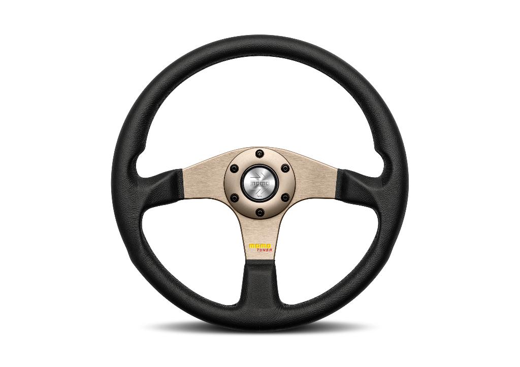 Momo Tuner 350mm Zwart Grijs Leder stuur sportstuur, Ophalen of Verzenden