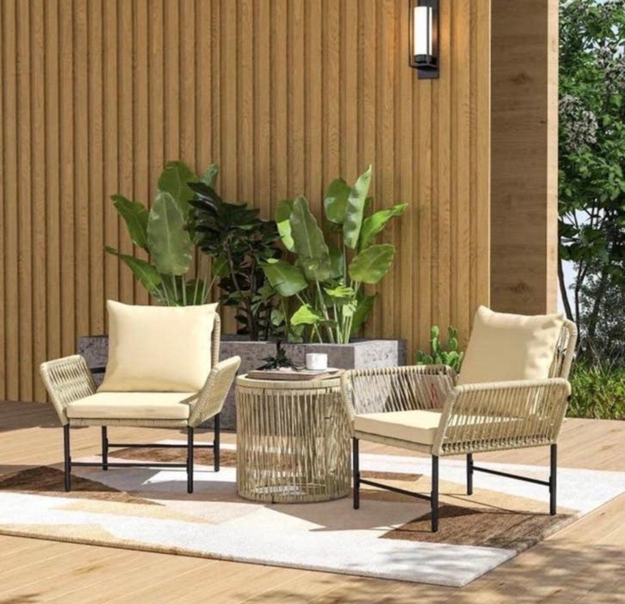 Bistro Loungeset - 2 Stoelen en Bijzettafel NIEUW IN DOOS, 2 zitplaatsen, Nieuw, Ophalen of Verzenden, Loungeset