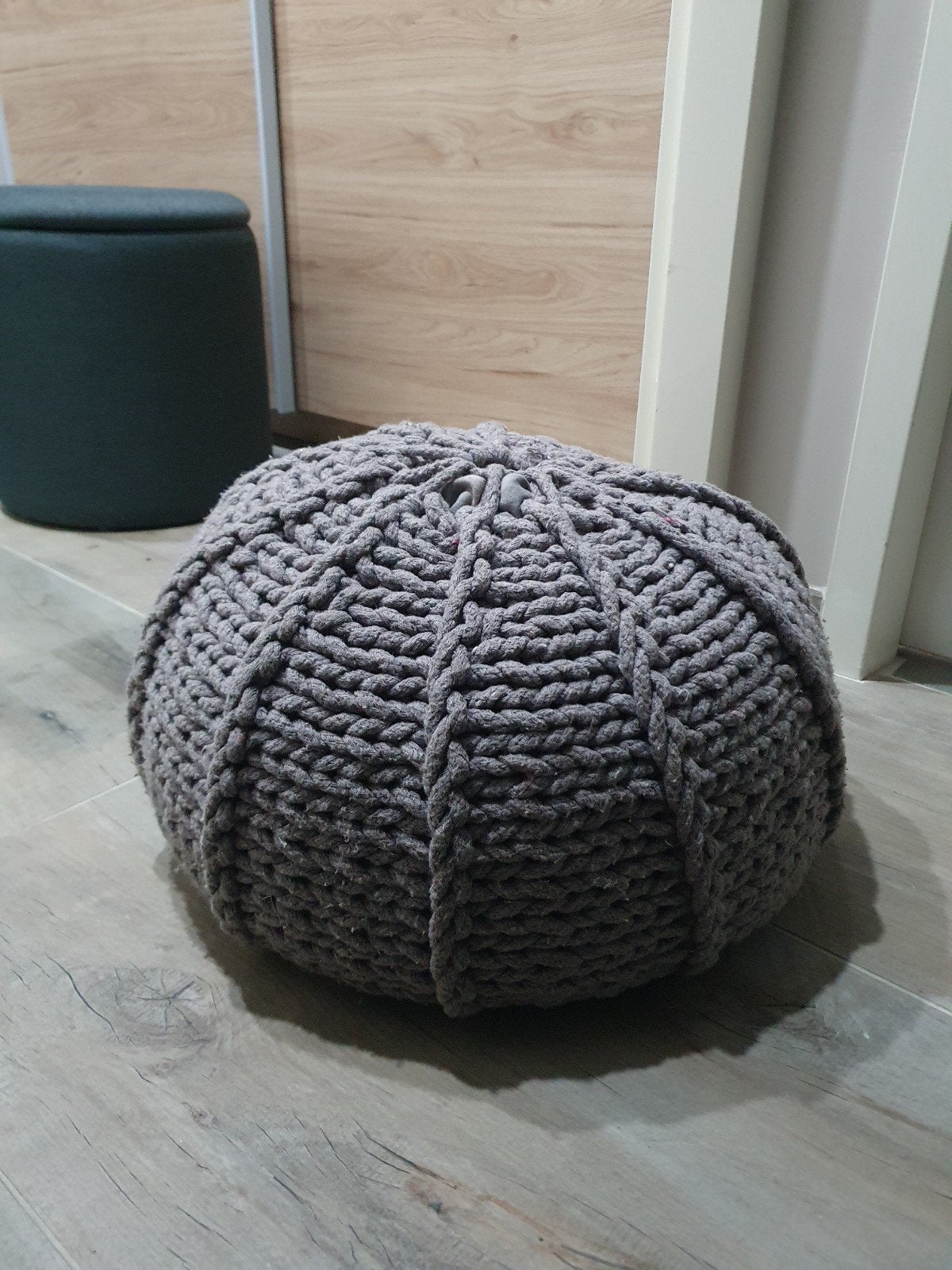Vintage gehaakte poef / pouf / hocker, Ophalen, Minder dan 50 cm, Rond, Minder dan 50 cm