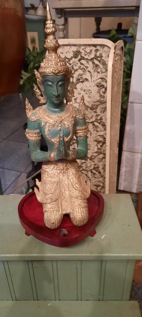 Prachtige Thaise Boeddha beeld - Groen met goud, Antiek en Kunst, Ophalen of Verzenden