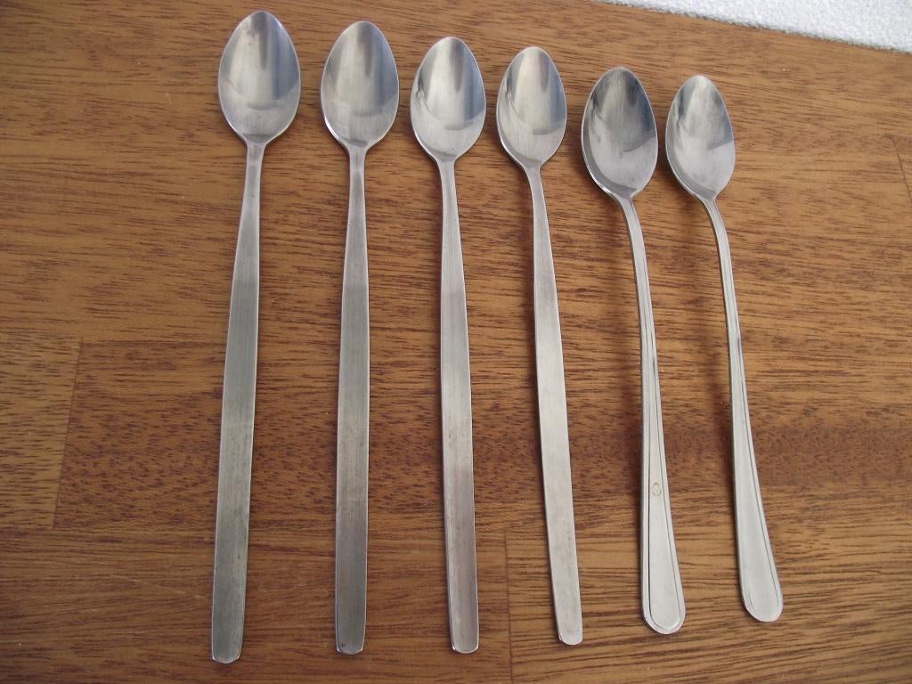 4 RVS lang recht ijslepel sorbet koffie lepel 19 cm p st, Antiek en Kunst, Antiek | Bestek, Ophalen of Verzenden