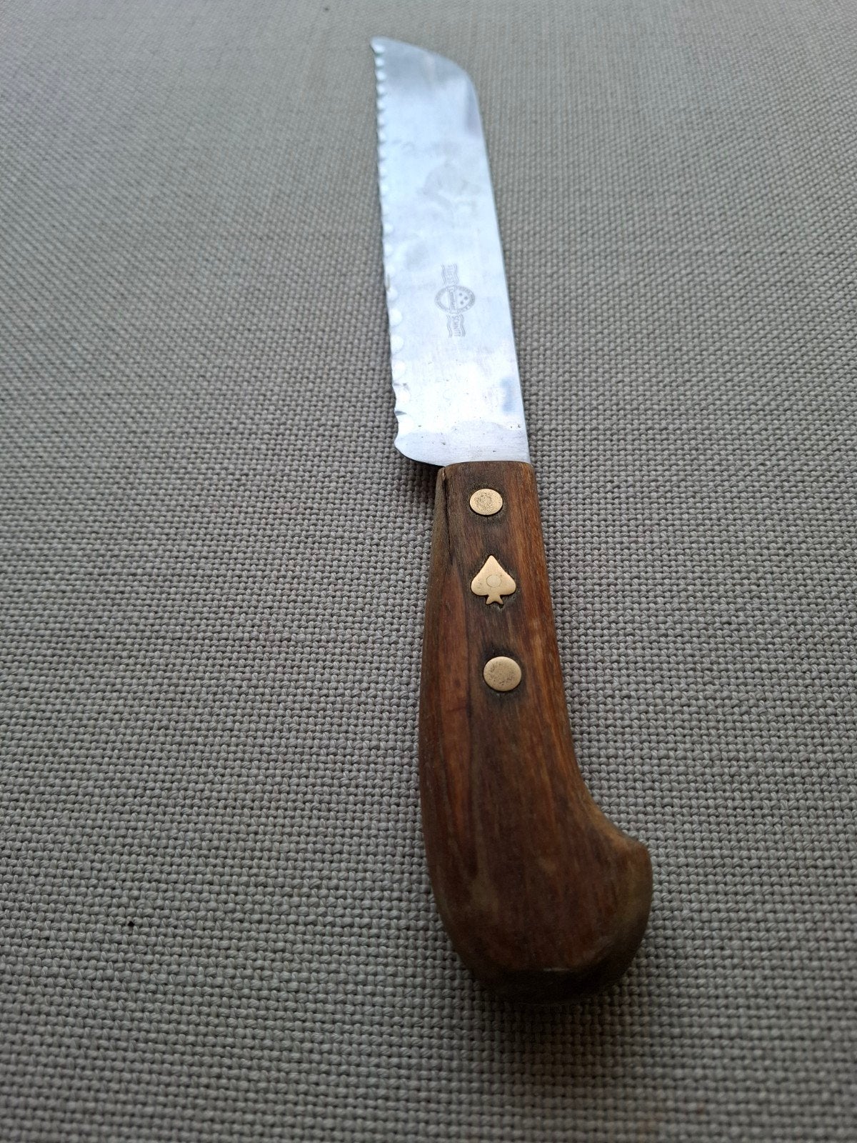 Groot antiek mes van Herder Solingen, notenhouten heft, Ophalen of Verzenden