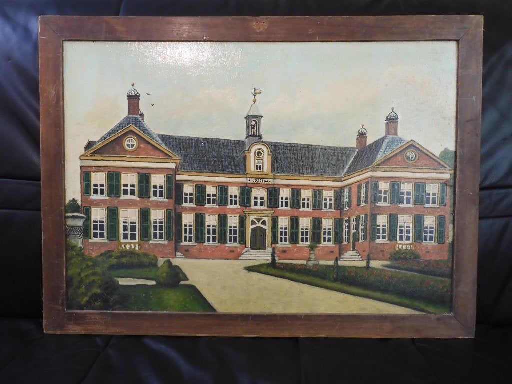 St.Jozefdal Eckartdal Lunet kasteel Eckart Woensel Eindhoven, Paneel, Ophalen of Verzenden, Gesigneerd, Olieverf