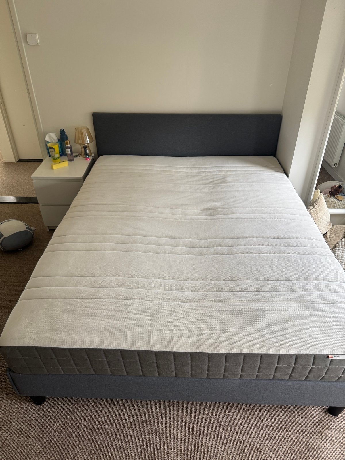 IKEA SÄBÖVIK Boxspring met VALEVÅG matras en LURÖY lattenbod, Ophalen, Gebruikt, Tweepersoons, 200 cm