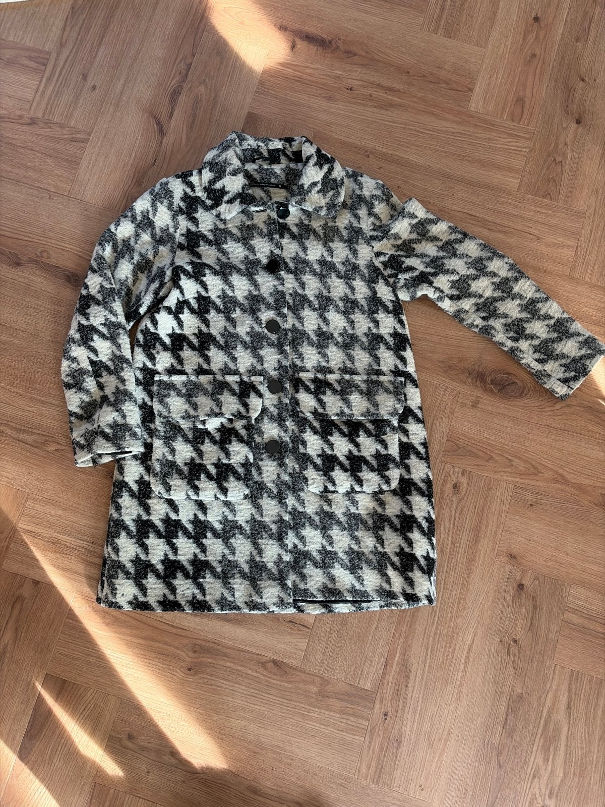 Steps Zwart-witte Pied-de-Poule Jas Maat 44, Kleding | Dames, Ophalen of Verzenden, Zo goed als nieuw, Maat 46/48 (XL) of groter