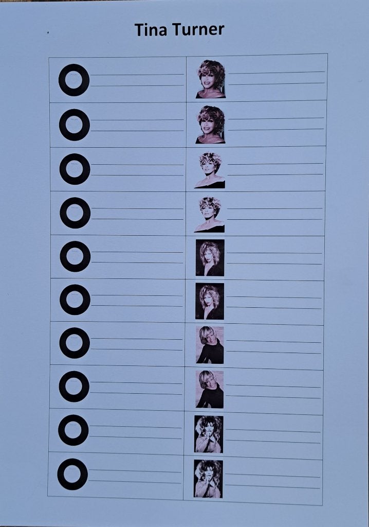 100 jukebox titelkaartjes (Tina Turner), Ophalen of Verzenden, Gebruikt, Pop