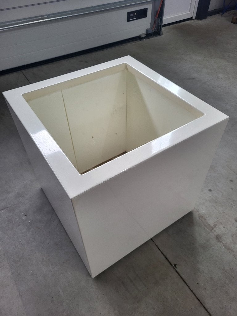 polyester plantenbak Carrez 80x80x80 cm hoogglans wit, Kunststof, Vierkant, Nieuw, Ophalen of Verzenden