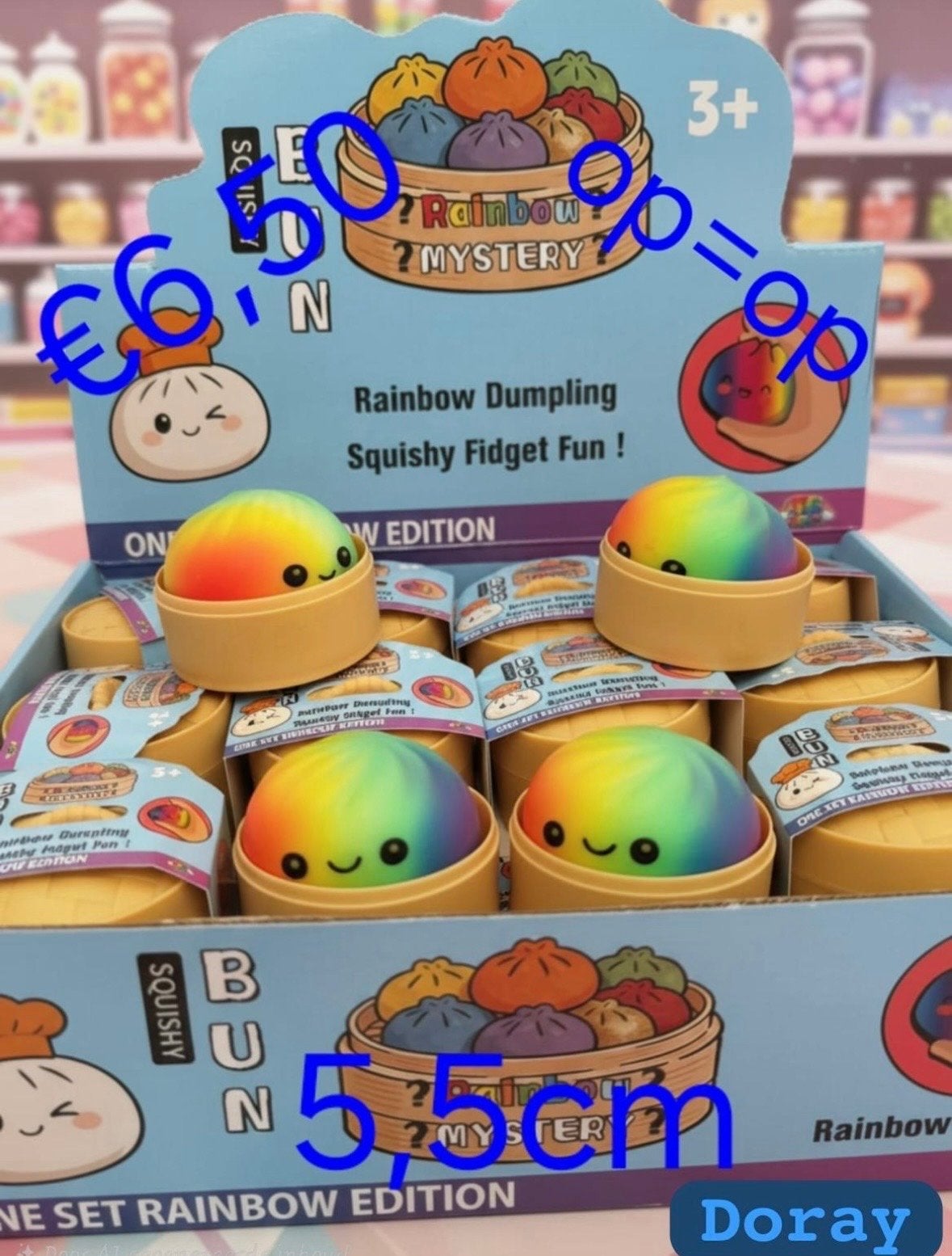 Squishy Bun Rainbow Mystery Fidget Fun - 5.5 cm, Ophalen, Nieuw, Jongen of Meisje