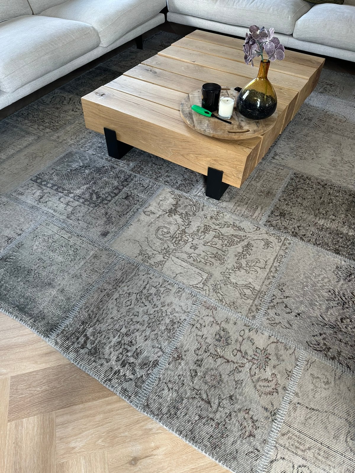 Prachtig handgemaakt patchwork vloerkleed uit Turkije, Ophalen, Gebruikt, 200 cm of meer, 200 cm of meer