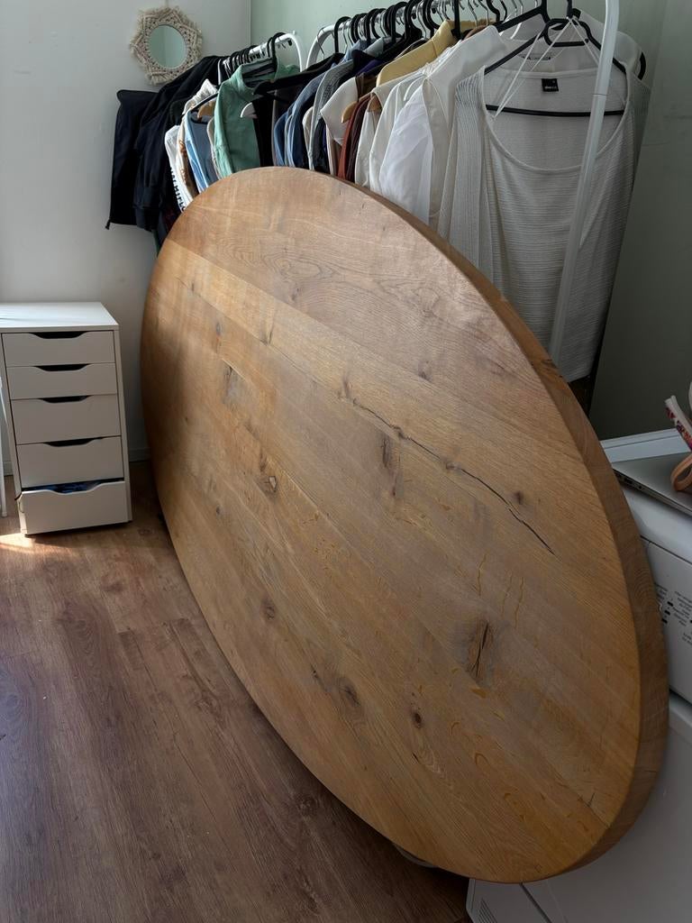 Bruine houten eettafel - 2.60 x 1.20 m, Huis en Inrichting, Tafels | Eettafels, Ophalen, Gebruikt, 100 tot 150 cm, 200 cm of meer