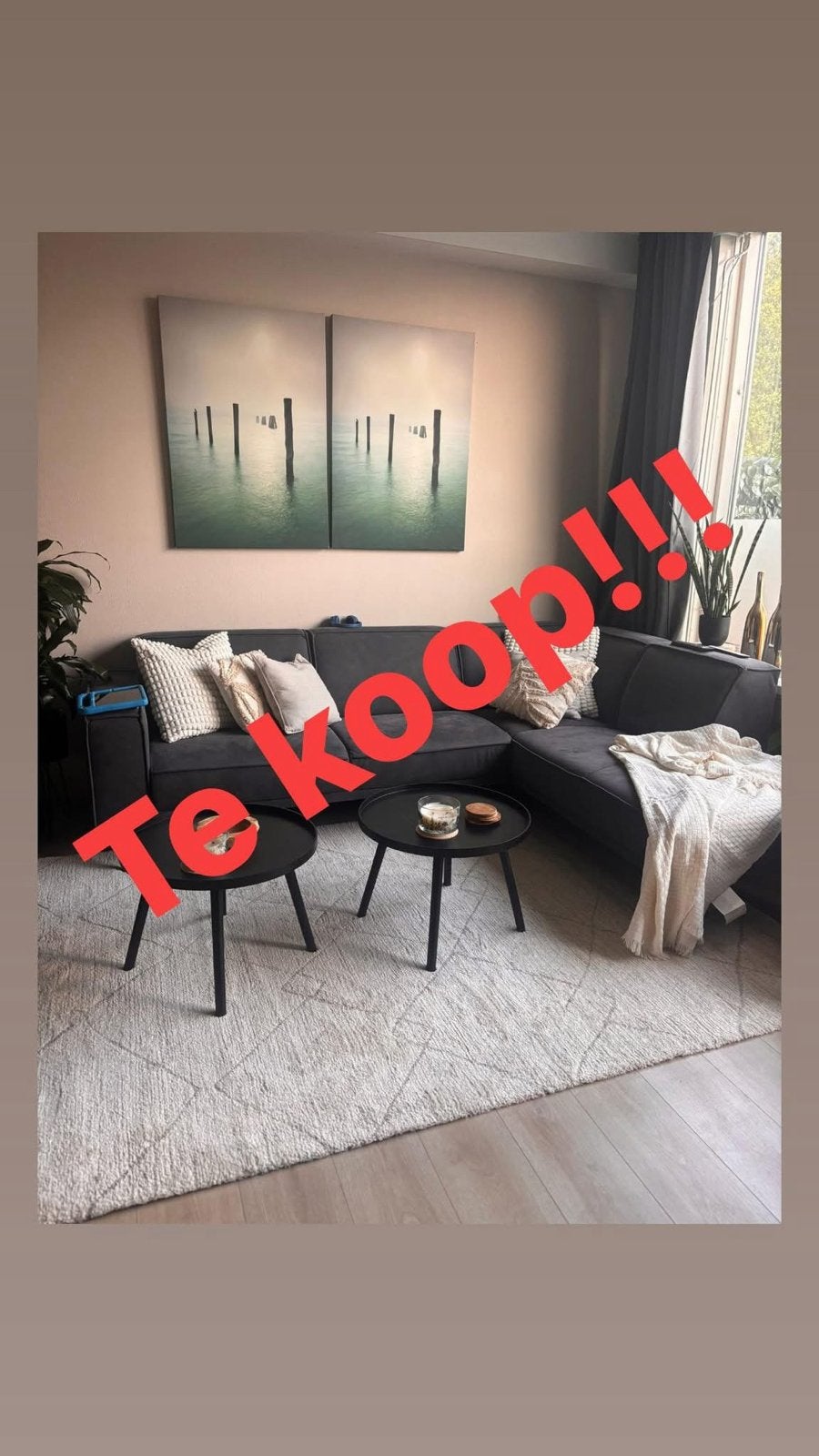 Moderne Antraciet Hoekbank, Ophalen, 250 tot 300 cm, Hoekbank, Zo goed als nieuw