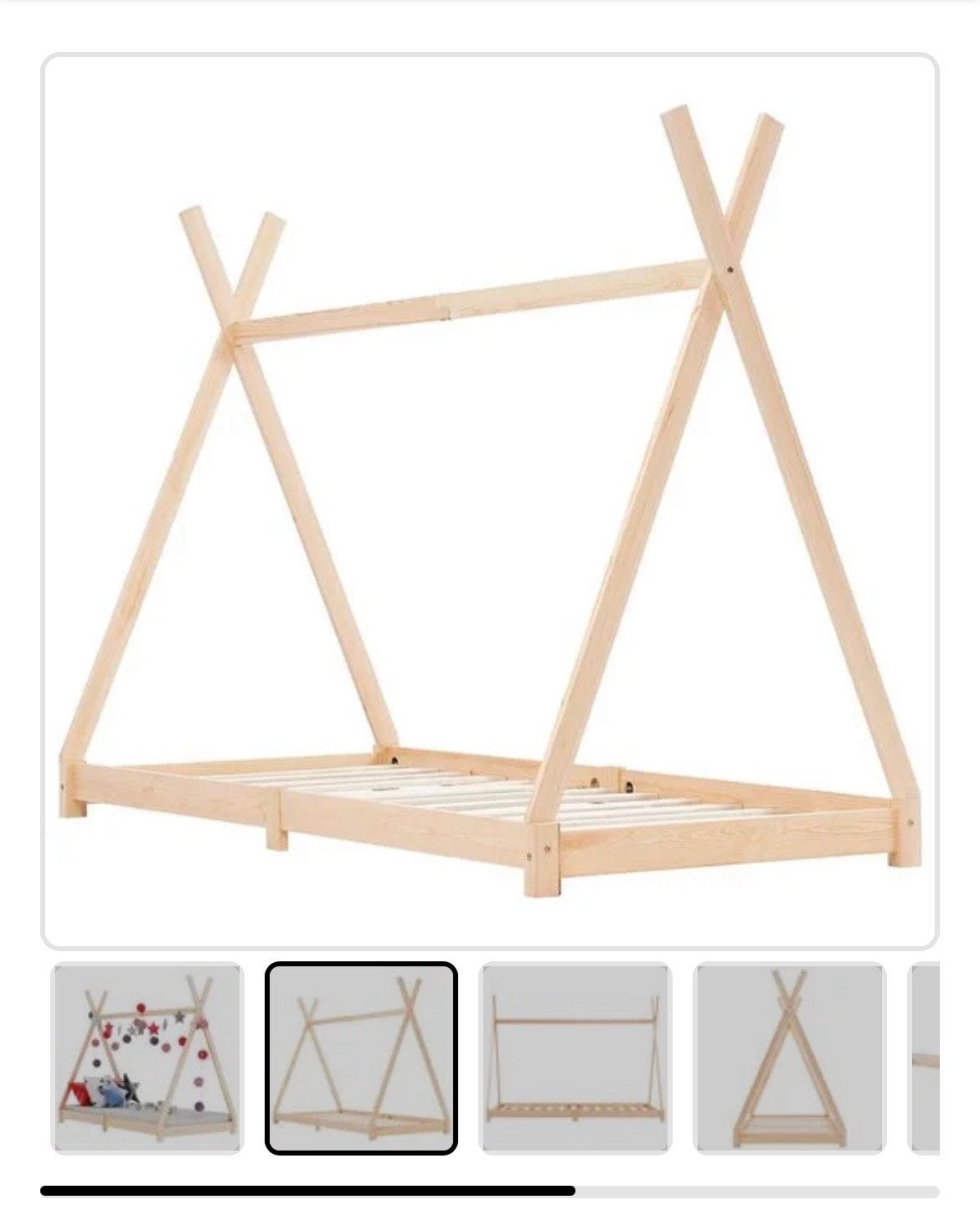 Nieuwe Houten Tipi Bedframes  (90x200 cm) 2x, 90 cm, Nieuw, Ophalen of Verzenden, 200 cm