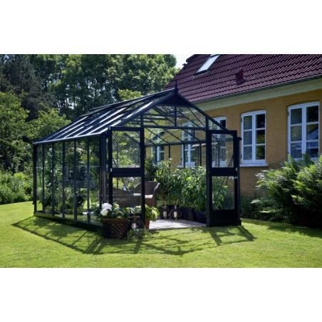 Juliana luxe tuinkas (Royal Well) zwart metaal, Tuin en Terras, Kassen, Ophalen, Glas, Zo goed als nieuw, Staal