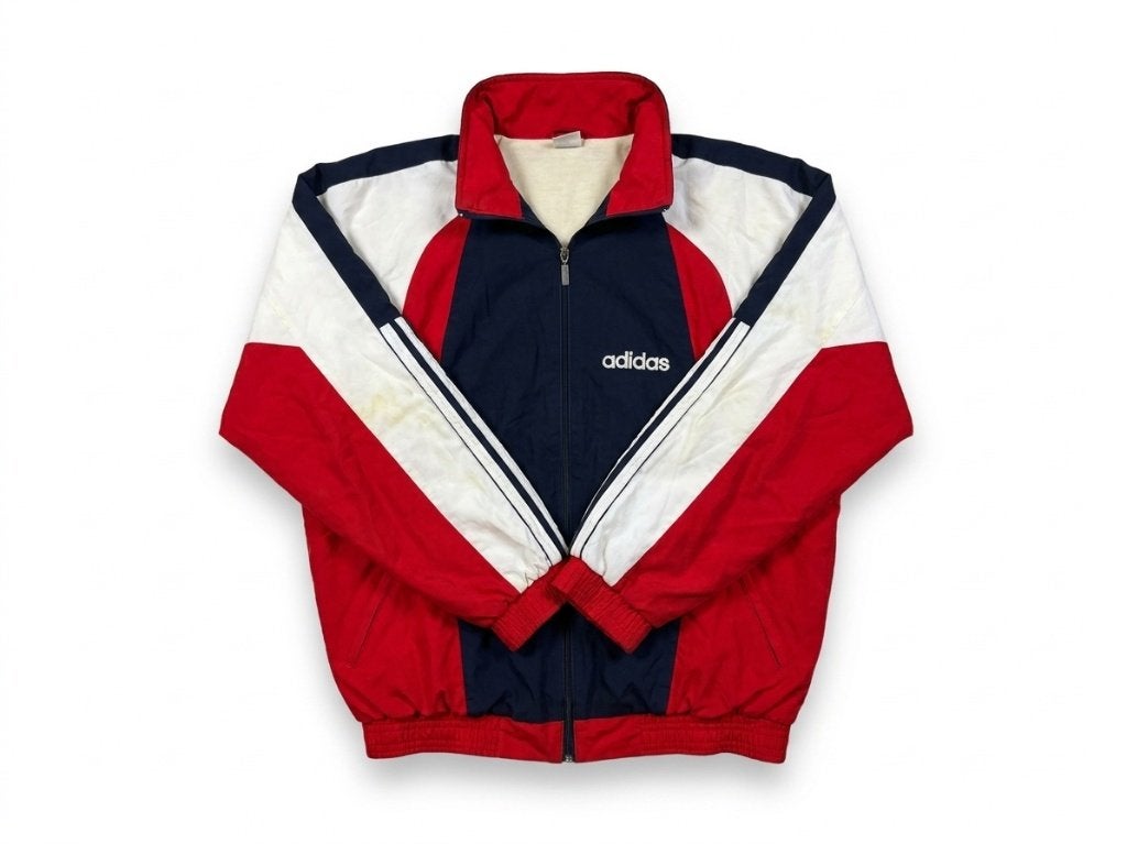 RT-0061 Adidas Trefoil trainingsjack vintage tricolor, Meerkleurig, Ophalen of Verzenden, Adidas, Gedragen