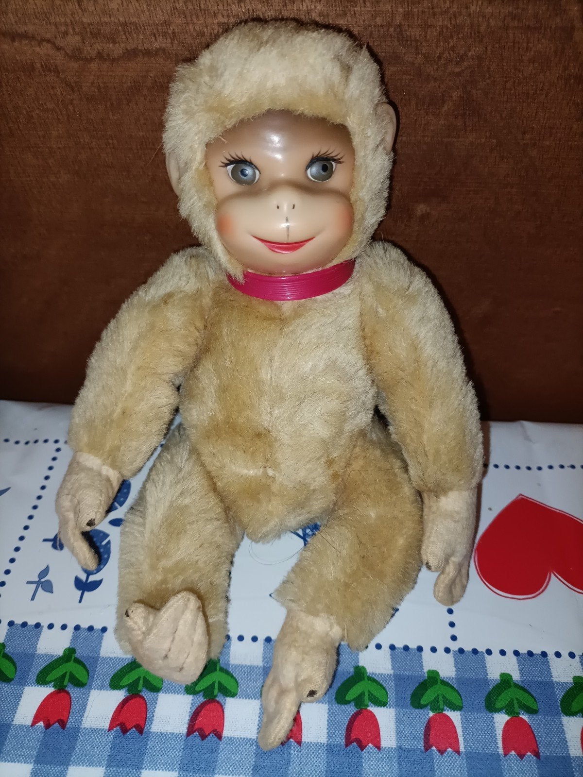 Vintage Schuco apenpop knuffel uit 1960 monhair 24 cm, Ophalen of Verzenden, Zo goed als nieuw