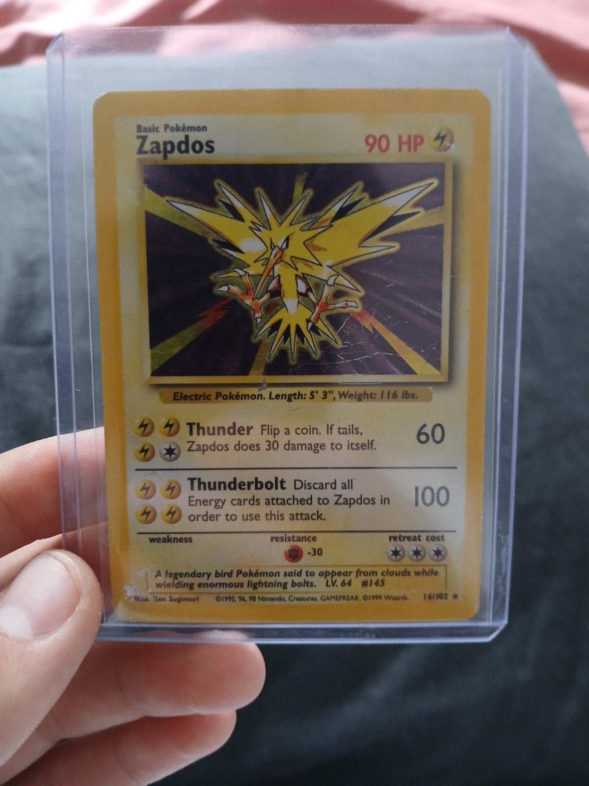 Pokémon Kaart Zapdos 10/102 Base Set Holo (Engels), Ophalen of Verzenden, Gebruikt, Losse kaart, Foil