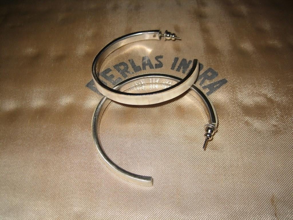 Vintage Hoepeloorbellen met parlemoer, Verzenden, Zilver, Overige materialen
