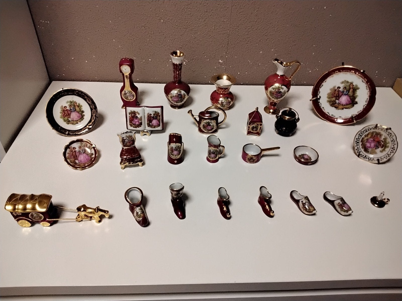 Miniatuur limoges  porseleinen decoratieset, Ophalen