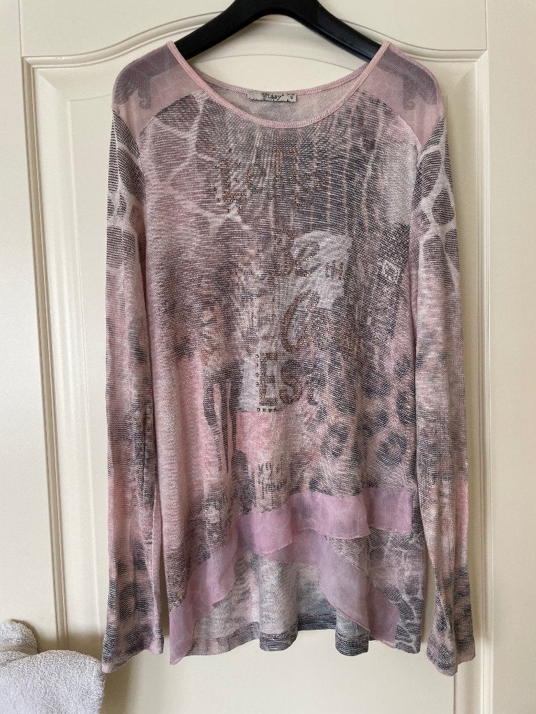 Roze-grijs dun truitje/shirt, Missy, maat L, Maat 42/44 (L), Missy, Zo goed als nieuw, Meerkleurig